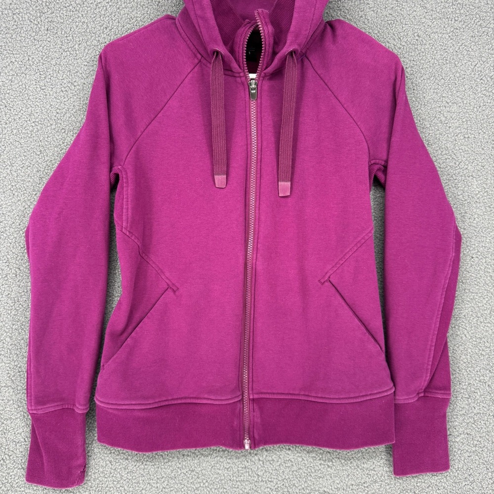Athleta Triumph Hoodie Magenta Purple Full Zip Fleece Sweatshirt Small